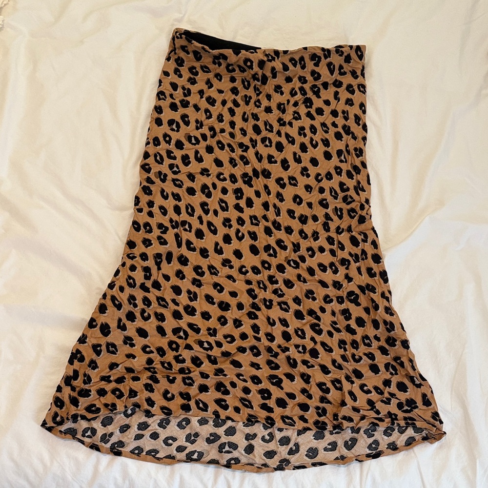 A New Day Leopard Print Midi Skirt - Tan and Black